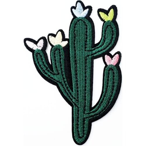 Cactus Size:7.0x10.4cm Cloth Iron On Patch Badge Embroidered Badges Abstract Kids Patches For Clothes Stickers 0108