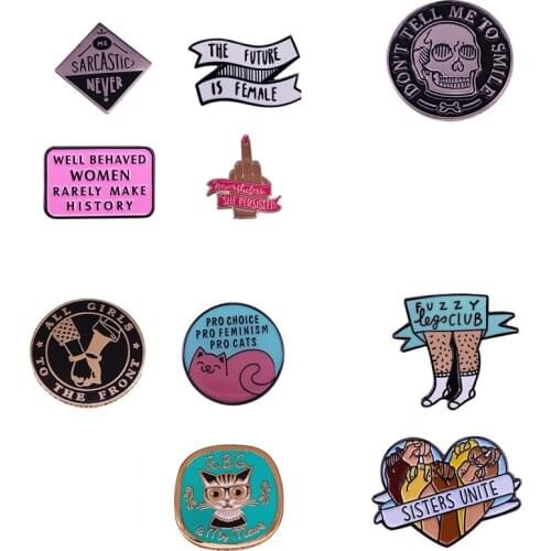 High Quality Copper Cinnamon Rolls Feminist Enamel Pins Cartoon Brooch Fashion Women Jewelry Gifts Hat Lapel Badges Anime Decor