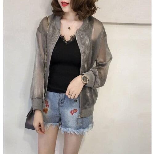 Women 2021 Summer Beach UV Jacket Female Long Sleeve Sun Protection Clothing Ladies Perspective Sunscreen Baseball Coat X91