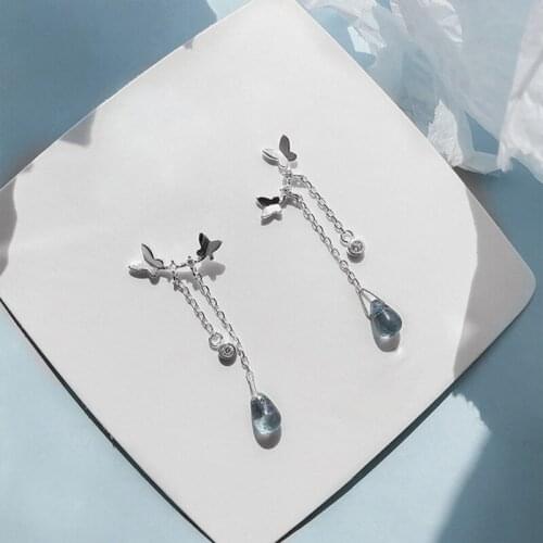 Women Jewelry Butterfly Earrings 2021 New Design Spring Summer Style Tassels Dangle Earrings For Girl Fine Accessories