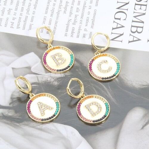 Itenice Women Fashion Crystal Letter Pendant Necklace 26 Letter Rainbow Necklace Golden Hip Hop Necklace Round Jewelry New