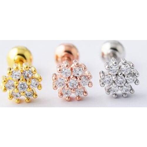 1 Piece 16G 1.2mm Stainless Steel Zircon Tragus Helix Ear Stud Flower Barbell Piercing Barbell Jewelry For Women