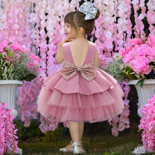 2021 Newborn Baptism Dress First Birthday Dress For Baby Girl Clothes Bow Princess Dresses Party Dress Sister Twins Clothing