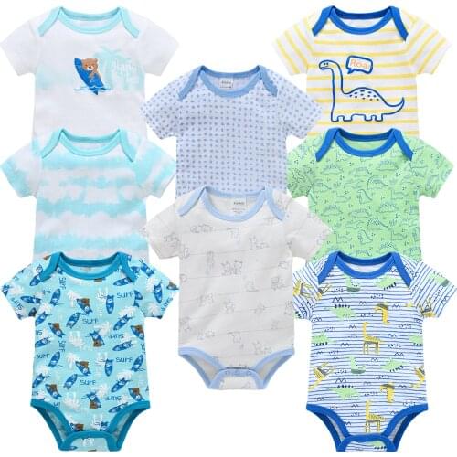 6 8PCS Roupas Bebe De Newborn Baby Boys Bodysuits Infant Cotton Summer Boy Baby Cartoon Clothes Girl Toddler Crawling Baby 0-12M