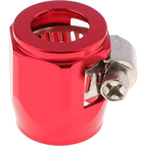 6PCS AN8 Red Car Hose End Finish Fuel Oil Water Line Clamp Clip Aluminum