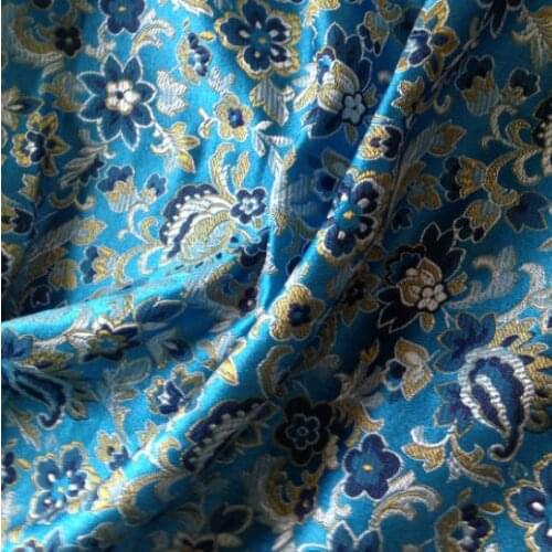90cm*100cm Brocade doll dress costume clothing cloth fabric small sky blue flowers open smile diy handmade fabric wholesale