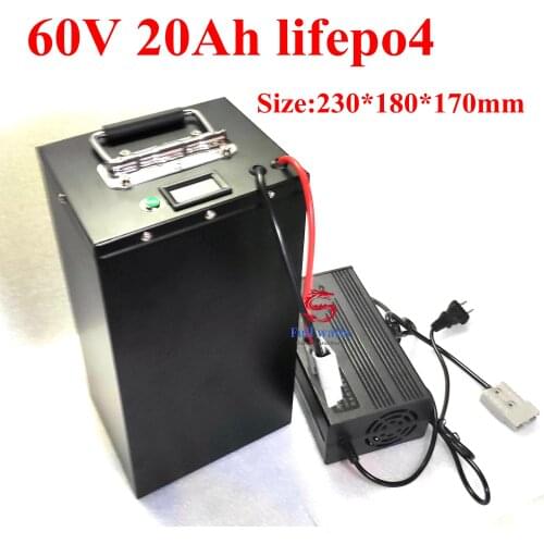 60V 20Ah lifepo4 battery with BMS for 2000w 2500w Electric Bicycle bike Scooter Skateboard cleanness car UPS boat + charger