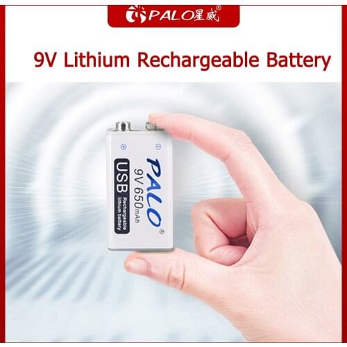 PALO 9V Rechargeable Battery Lithium 6f22 9V Li-ion Battery for multimeter Toy Remote Control KTV Electronic 9V batteries
