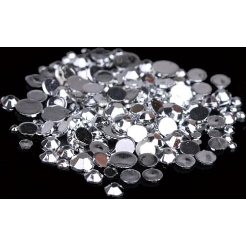 Many Sizes Acrylic Rhinestones Jelly Silver Color Shoes Clothing Decorations Sparkling Newest Nail Art Decorations