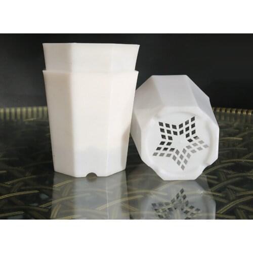 5pcs White Plastic Flower Pots Octagon Succulent Planter Pot Home Window Balcon Office Desk Decoration Garden Bonsai Nursery Pot
