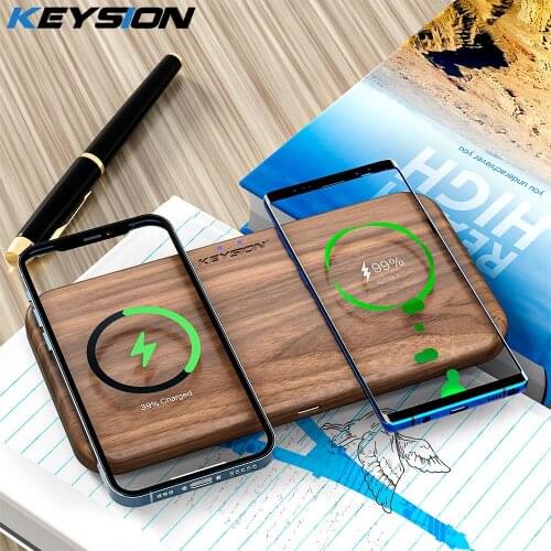 KEYSION 20W Dual Wireless Charger for iPhone 13 12 11 Pro XR XS Qi Fast Wireless Charging Pad for Samsung S21 Note 20 Xiaomi 11