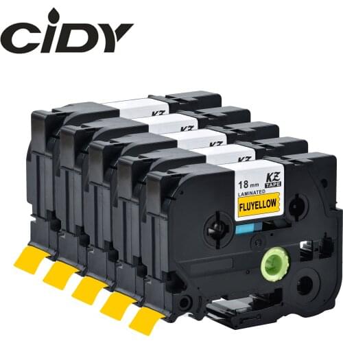 CIDY 5pcs Black on Fluorescent Yellow tape 18mm TZ C41 TZe-C41 TZe C41 TZ-C41 Compatible brother P-touch label tape