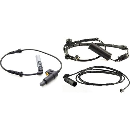 1 Pcs Abs Speed Sensor Front & 2Pcs Front+Rear Disc Brake Pad Wear Sensor 34351164371 For Bmw