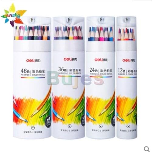 Deli 68122 12/24/36/48 color Oil colored pencil drawing students draw by professional hand drawing set professional art supplies