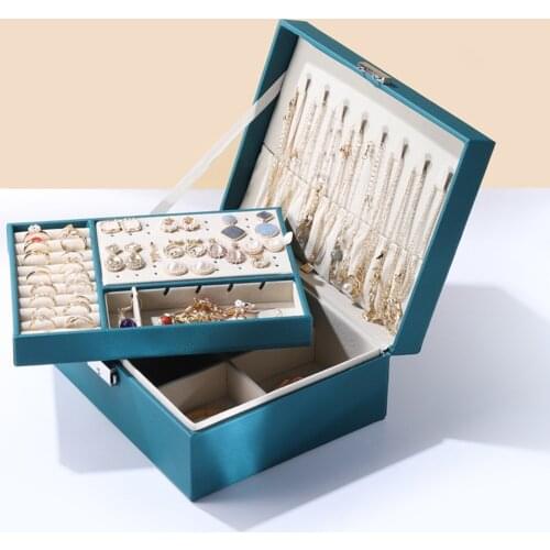 Double-Layer Leather Jewelry Box Travel Jewelry Organizer Multifunction Necklace Earring Ring Storage Jewelry Holder Gift Box
