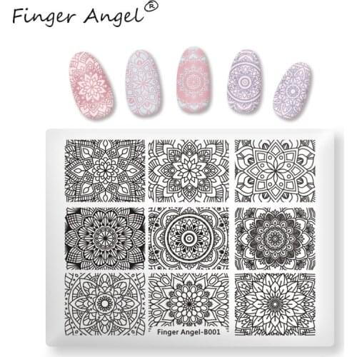Finger Angel 1PCS Nail Art Stamping Plates Flower Pattern Image Plate Hot Sales Rectangle Printing Template Mix Designs