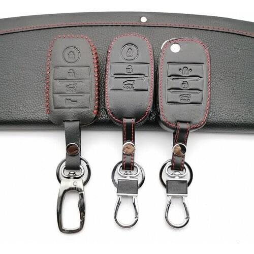 Hot sale Car Key wallet car 100% top layer leather key cover leather key cases for 2016 Kia Optima 3 Buttons Protect shell