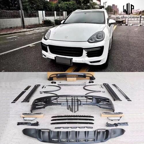 GTS style FRP Unpainted Car Body Kit Front Rear Bumper Side Skirts Wheel Eyebrows Exhaust Pipes For Porsche Cayenne GTS 11-16