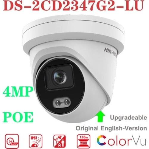 4MP IP Camera DS-2CD2347G2-LU POE H.265+ IP67 Turret Network Full Color Built-in Microphone WDR ColorVu