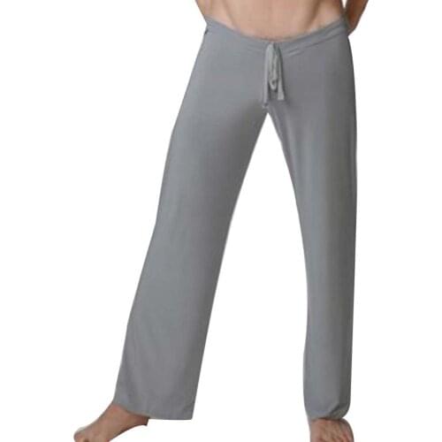 80%HOTCasual Men Solid Color Drawstring Homewear Yoga Pants Loose Pajama Trousers