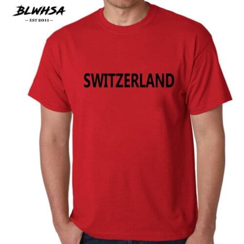 BLWHSA SWITZERLAND T Shirts Men Summer Classic Short Sleeve 100% Cotton T-shirt SWITZERLAND Cheer Tees