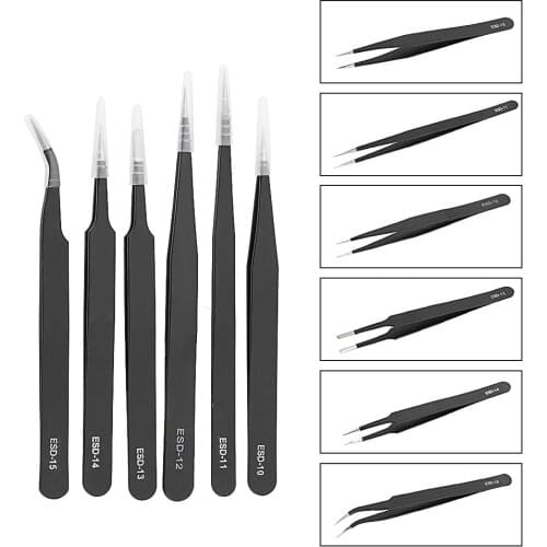 Industrial Repair Tweezers Precision Tweezers Set Anti Static 6Pcs/Set for Watch Jewelry Mobile Phone Electronics