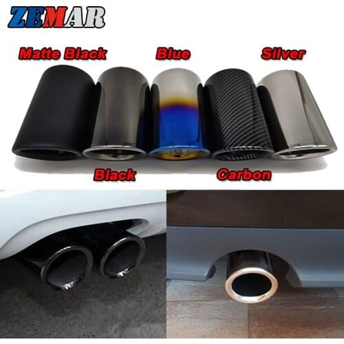 ZEMAR Car Exhaust Tip Muffler Pipe Cover For Skoda Octavia A5 A7 Superb Yeti 1.4T 1.6T Stainless Steel Auto Accessories Carbon