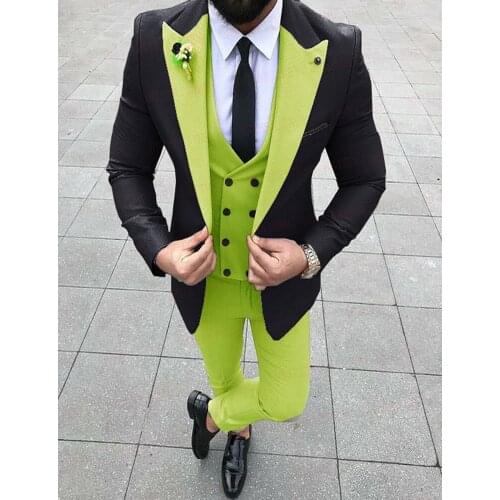 VEIAI Newest Gree Wedding Suit for Men Tailored Oversize Jacket Groom Best Man Tuxedo Blazer Double Breasted Vest with Pants 3 P