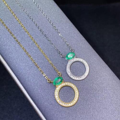 New style natural green emerald necklace for women 925 silver round hot gift birthday party present certified natural gem gift