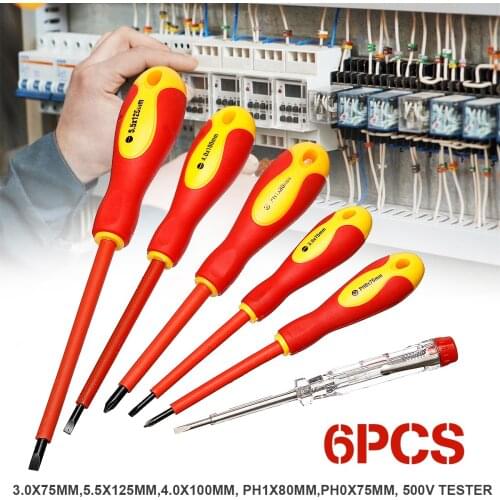 Practical 6pcs/set VDA Electricians Screwdriver Set Electrical Insulated Kit Hand Tools Top Quality
