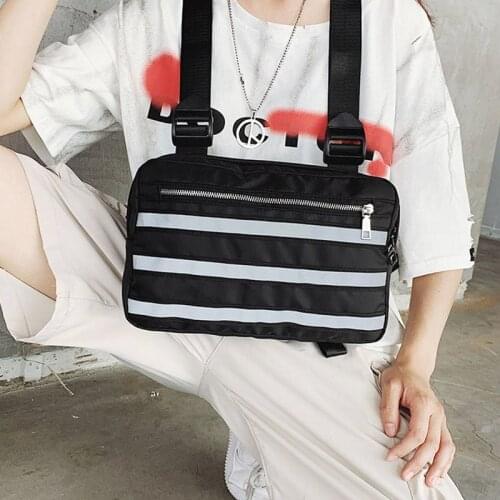 Reflective Strip Tactical Package Unisex Hip Hop Waist Bags Oxford Sports Chest Rig Bag Men Travel Phone Pouch Short Trip Bag