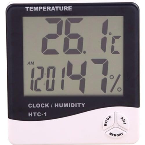 Thermometer Hygrometer Stand Type Indoor Household Temperature Sensor Temperature Humidity Monitor with Alarm Clock