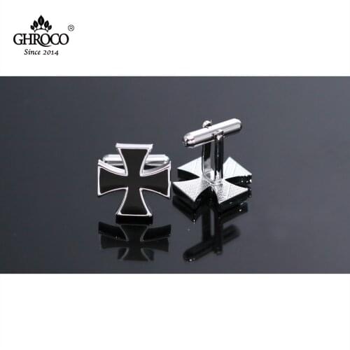 CHROCO High-Quality Exquisite Cross Shape Inlaid with Drop Rubber Cufflink Fashion Luxury Gift for Business Men and Wedding