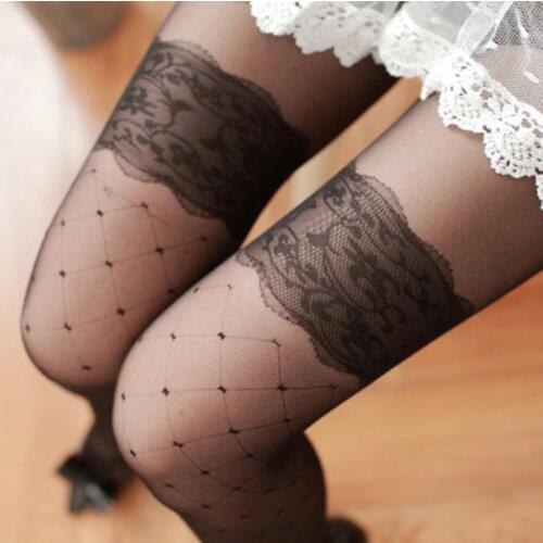 Women Sexy Jacquard Pantyhose Plaid Pattern Stockings Fashion Tights