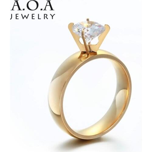 Luxury Cubic Zirconia Stone Women Ring Top Quality 316L Stainless Steel CZ Engagement Ring For Women Wedding