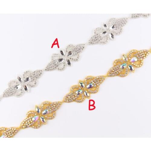 10Yard Mix 2Style Sew-on Rhinestone Applique Patch Trim Hot-Fix Crystal Beaded Applique Trimming For DIY Wedding Decoration