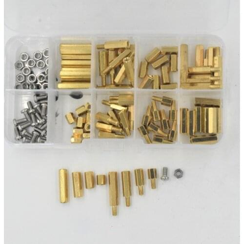 120 pcs Brass M3 Hex Support Column Spacer Nut Screw Standoff Stand-off Assorted Kit M3 * 6 / mm / 8mm / 10mm/15mm