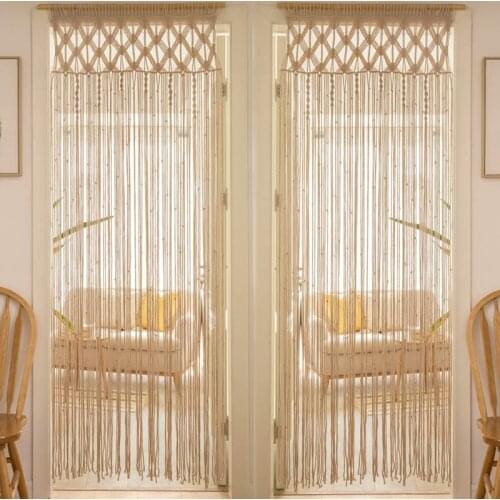 2pcs Set Macrame Curtain Wall Hanging Doorway Window Curtains Handwoven Wedding Backdrop Arch Closet Room Boho Wall Decor