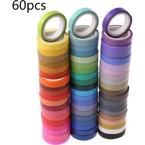 2021 New 60 Rolls Washi Masking Tapes | 8mm Wide Colorful Decorative Masking DIY Tapes for Crafts Scrapbook Gifts Warpping
