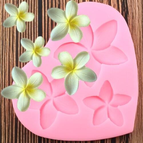 3D Plumeria Flower Silicone Mold Cupcake Topper Wedding Cake Decorating Tools Fondant Baking Cookie Chocolate Candy Moulds