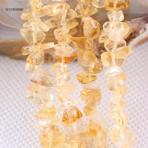 5-8MM Irregular Shape Freeform Chip Loose Beads Natural Stone Yellow Crystal For Jewelry Making DIY Necklace String 35" S056