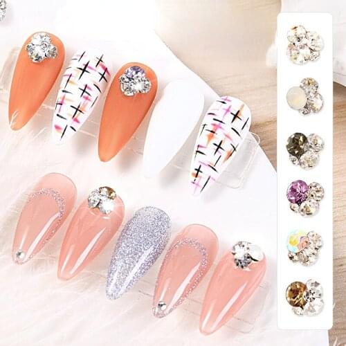 5pcs Fashion Nail Art Rhinestones Decorations Big Round Crystal Metal Accessory Fingernail Zircon Drill Nail Charm Nail Ornament