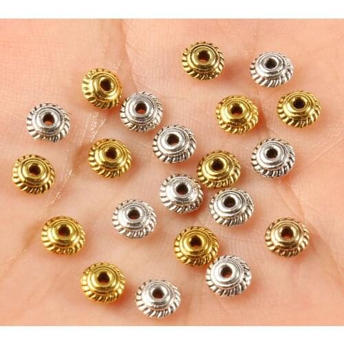 5x2mm Gold Silver Plated Metal Beads Dish Shape Alloy Rondelles for Jewelry Making Supplies Accessories DIY Bracelet 100pcs/lot