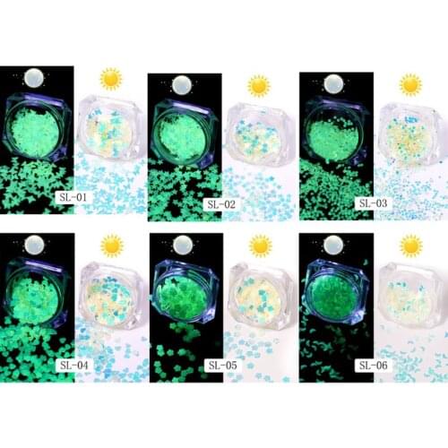 6 Bottle Luminous Sequins Glow In the Dark Glitters Fluorescent Sequins Resin Jewelry Findings Nail Art Craft Tools