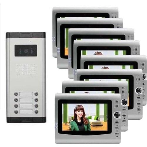 XinSiLu Internation quality 7"Video intercom system for 8-apartments .,the waterproof HD night vision camera for 8-apartments