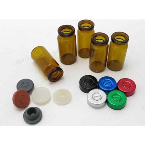 8ML Amber Glass Vials Jars With Aluminum Filip Cap 8cc Mini Transparent Essence Glass Container