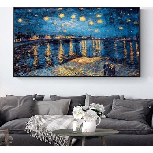 Starry Night diamond Paintings Replica On The Wall Impressionist Starry Night Embroidery diamond Pictures mosaic For Living Room