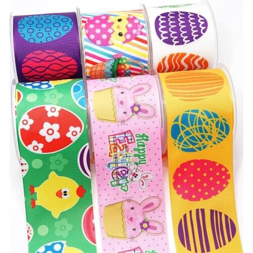 Free shipping 50 yard Happy Easter day printed grosgrain ribbons 8963