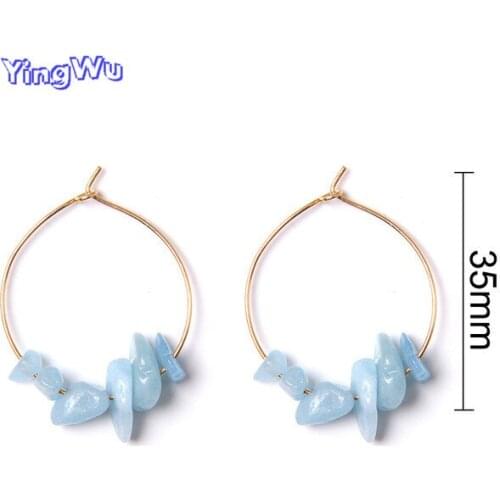 Bohemian Round Circle Drop Earring with Natural Chips Stone Drop Earrings for Women Statement Bead Eardrop Jewelry Party Gifts