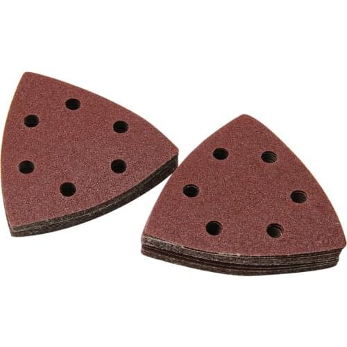 100PCS Sandpaper Triangle Sanding Sheets 90*90mm 6 Hole Aluminum Oxide Hook & Loop Abrasive Sanding Disc For Wood Sanding